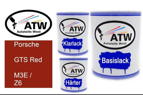 Porsche, GTS Red, M3E / Z6: 1L Lackdose + 1L Klarlack + 500ml Härter - Set, von ATW Autoteile West.